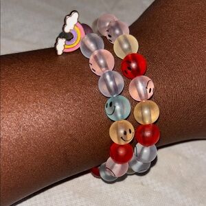 Colorful Smiley Bead Bracelet Set for Kids
